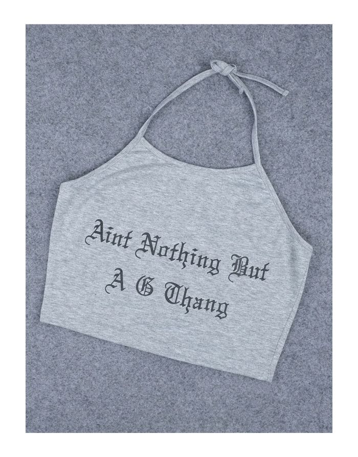 Sexy Letters Printed Sleeveless Cotton T-shirt Short Cropped Camisole